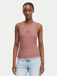 Calvin Klein Jeans Top LV047F239G Brązowy jasny Slim Fit. Brązowe topy damskie Calvin Klein Jeans, s, bez wzorów, z bawełny, bez ramiączek. Za 209.99 zł.