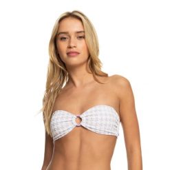 Góra od stroju kąpielowego ROXY Check It Bandeau. Czerwone bikini damskie Roxy, bez wzorów. Za 94.99 zł.