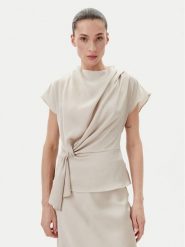 Bruuns Bazaar Bluzka Acacia BBW4427 Beżowy Regular Fit. Brązowe bluzki damskie Bruuns Bazaar, bez wzorów, z syntetyku, bez ramiączek. Za 209.99 zł.
