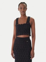 Fracomina Top FR26ST4017K488R6 Czarny Slim Fit. Czarne topy damskie Fracomina, m, bez wzorów, z bawełny, bez ramiączek. Za 359.99 zł.