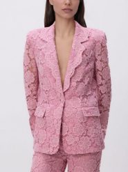 Strukturalna marynarka - pastelowy róż. Czerwone marynarki i żakiety damskie Reserved, l, bez wzorów, z bawełny. Za 259.99 zł.