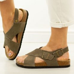 Taupe skórzane sandałki damskie Filippo Ds7917/26. Sandały damskie Filippo, bez wzorów, z jeansu, bez obcasa. Za 159.00 zł.