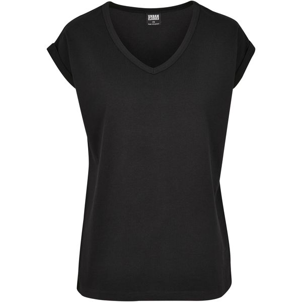 Koszulka damska Urban Classic round V-Neck extended. Czarne bluzki damskie Urban Classics, bez wzorów, bez kołnierzyka. Za 104.00 zł.