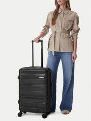 GINO ROSSI Walizka średnia CEO-GIN-M-005-BLACK Czarny. Czarne walizki męskie Gino Rossi, bez wzorów, średnie. Za 299.99 zł.