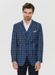 PAKO LORENTE – Granatowa marynarka w kratę - Pako Lorente. Marynarki męskie Pako Lorente, bez wzorów, z poliesteru. Za 399.99 zł.