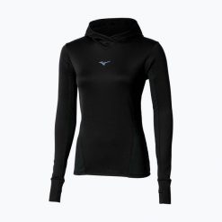 Bluza do biegania damska Mizuno Active Warm Hooded. Czarne bluzy z kapturem damskie Mizuno, s, bez wzorów, z elastanu, bez kaptura. Za 139.99 zł.