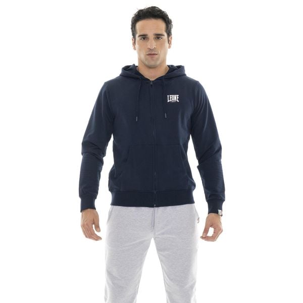 Bluza z bawełna z kaptur na trening na co dzień. Niebieskie bluzy sportowe męskie LEONE 1947 APPAREL, z bawełny. W wyprzedaży za 132.62 zł.