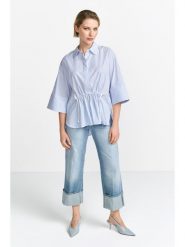 Rich & Royal Bluzka w kolorze błękitno-białym rozmiar: 38. Niebieskie bluzki damskie Rich & Royal, bez wzorów, bez kołnierzyka, bez ramiączek. Za 205.45 zł.