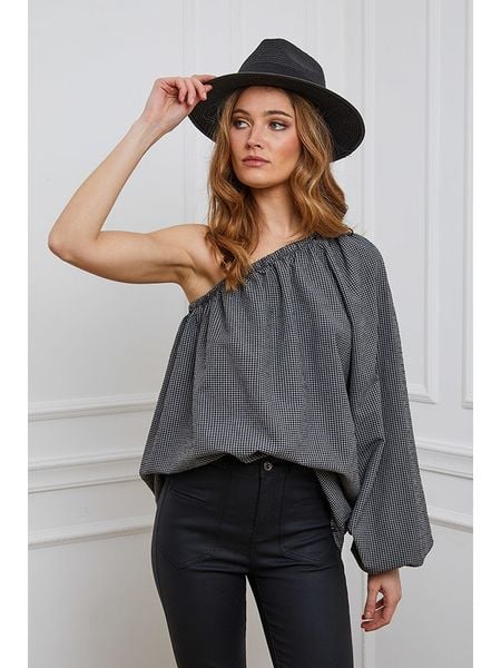 Joséfine Bluzka "Mouth" w kolorze czarno-białym rozmiar: M. Białe bluzki damskie Joséfine, m, bez wzorów, bez kołnierzyka, bez ramiączek. Za 74.11 zł.