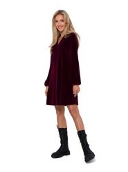 Made of emotion Aksamitna sukienka w kolorze bordowym rozmiar: M. Czerwone sukienki damskie Made Of Emotion, m, bez wzorów, z bawełny, bez kołnierzyka, bez ramiączek, mini, rozkloszowane. Za 265.45 zł.