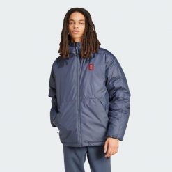 Kurtka Manchester United Seasonal Down. Białe kurtki męskie Adidas, xl, bez wzorów, z materiału, sportowe, bez kaptura. Za 999.00 zł.