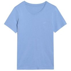 Koszulka Damska F2356. Niebieskie bluzki damskie 4f, bez wzorów, sportowe, bez kołnierzyka, bez ramiączek. Za 78.99 zł.