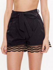 TWINSET Szorty materiałowe 231TT2126 Czarny Regular Fit. Czarne szorty damskie Twinset, bez wzorów, z bawełny. Za 1,109.00 zł.