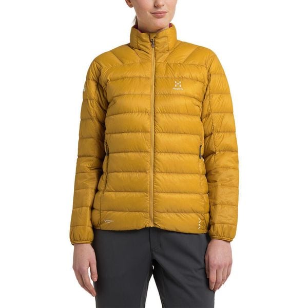 Damska Kurtka Puchowa Lekka Hydrofobowa L.I.M Down. Żółte kurtki damskie Haglöfs, l, bez wzorów, z puchu, bez kaptura. Za 599.00 zł.