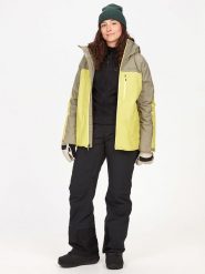 Marmot Kurtka narciarska "Lightray" w kolorze beżowo-limonkowym rozmiar: S. Brązowe kurtki narciarskie i snowboardowe damskie Marmot, s, bez wzorów, z gore-texu, bez kaptura, narciarskie, gore-tex. Za 591.60 zł.