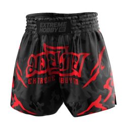 Spodenki Muay Thai męskie EXTREME HOBBY BLACK PANTHER. Czarne szorty męskie EXTREME HOBBY, z poliesteru, bez kołnierzyka. Za 209.00 zł.