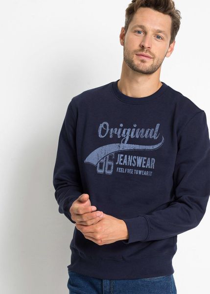 Bluza z miękkiego materiału z bawełną (2 szt.). Niebieskie bluzy bez kaptura męskie bonprix, l, z bawełny. Za 169.98 zł.