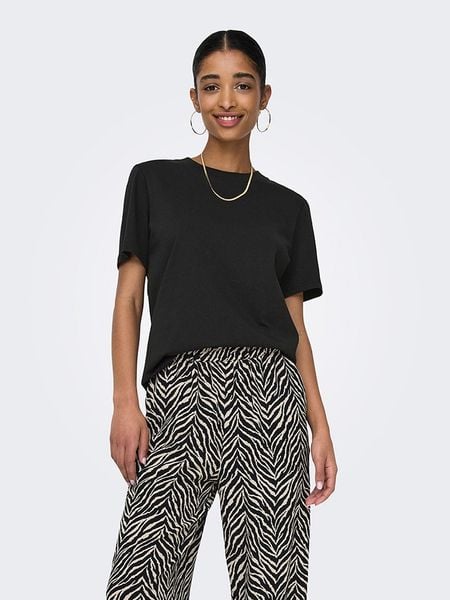 ONLY Koszulka w kolorze czarnym rozmiar: S. Czarne bluzki damskie Only, s, bez wzorów, z bawełny, bez kołnierzyka. Za 56.79 zł.