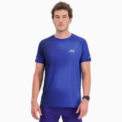 Koszulka męska do biegania z materiału eko-recyklingowego i ultralekka VAPORRUN. Niebieskie t-shirty sportowe męskie BODYCROSS, na lato, l, ze skóry, bez ramiączek, do biegania. Za 292.99 zł.