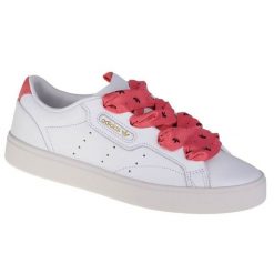 Buty adidas Sleek FY6679 białe. Białe buty sportowe na co dzień damskie bez wzorów, ze skóry, trekkingowe. Za 372.00 zł.