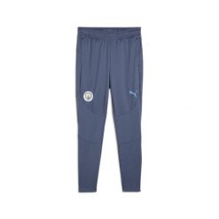 Męskie spodnie treningowe Manchester City PUMA Inky Blue Magic. Niebieskie spodnie materiałowe męskie Puma, bez wzorów, sportowe. W wyprzedaży za 252.25 zł.