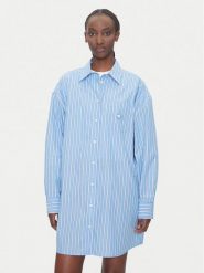 Tommy Jeans Sukienka koszulowa DW0DW21122 Niebieski Relaxed Fit. Niebieskie sukienki damskie Tommy Jeans, l, bez wzorów, z bawełny, bez kołnierzyka, bez ramiączek, koszulowe. Za 469.99 zł.