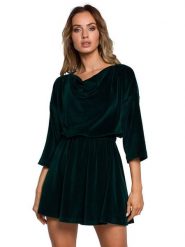 Made of emotion Sukienka w kolorze ciemnozielonym rozmiar: XXL. Zielone sukienki damskie Made Of Emotion, xxl, bez wzorów, z bawełny, bez kołnierzyka, bez ramiączek, mini, rozkloszowane. Za 122.38 zł.