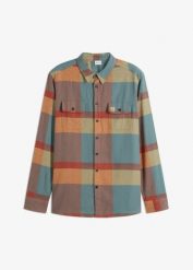 Koszula flanelowa z czystej bawełny. Szare koszule męskie bonprix, m, bez wzorów, z bawełny, bez kołnierzyka, bez ramiączek. Za 114.99 zł.