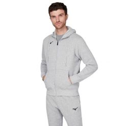 Bluza z kapturem Mizuno FZ. Szare bluzy sportowe męskie Mizuno, bez wzorów, sportowe, bez kołnierzyka, bez ramiączek. Za 234.50 zł.