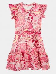 Guess Sukienka codzienna J4GK09 WA2T0 Różowy Regular Fit. Czerwone sukienki dziewczęce Guess, z aplikacjami, z syntetyku, bez ramiączek. Za 439.99 zł.