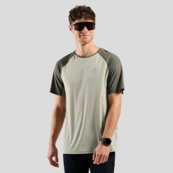 Koszulka biegowa męska Odlo X-Alp Trail T-Shirt Crew Neck. Brązowe t-shirty męskie Odlo, m, bez wzorów, bez kołnierzyka. Za 230.99 zł.