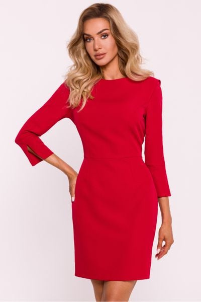 Sukienka Model MOE815 Red - Moe. Czerwone sukienki damskie MOE, l, bez wzorów, z elastanu, eleganckie, bez kołnierzyka, bez ramiączek, mini. Za 492.00 zł.