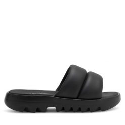 Klapki Reebok. Czarne klapki damskie Reebok, bez wzorów, bez obcasa. Za 160.99 zł.