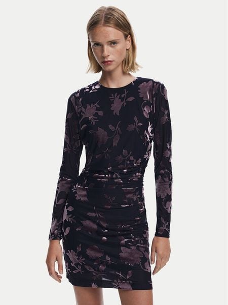 Desigual Sukienka koktajlowa Medora 25WWVK27 Czarny Slim Fit. Czarne sukienki damskie Desigual, l, bez wzorów, z syntetyku, wizytowe, bez kołnierzyka, bez ramiączek. Za 269.99 zł.