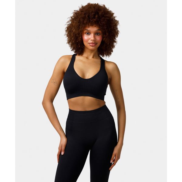 Second Life - Biustonosz bezszwowy Carpatree Elite czarny - Stan Dobry. Czarne biustonosze sportowe damskie Carpatree, bez wzorów, z materiału. Za 119.99 zł.
