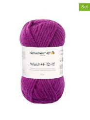 Schachenmayr since 1822 Przędza wełniana (10 szt.) "Wash+Filz-it!" w kolorze fioletowym - 10 x 50 g rozmiar: onesize. Różowe kapcie damskie Schachenmayr since 1822, z wełny. Za 86.99 zł.