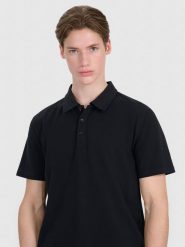 4F Koszulka polo regular męska - czarna XXL. Czarne koszulki polo męskie 4f, m, bez wzorów, z bawełny, bez ramiączek. Za 99.99 zł.