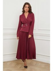 L'armoire de Suzette Sukienka w kolorze bordowym rozmiar: 34/36. Czerwone sukienki damskie L'armoire de Suzette, l, bez wzorów, z tkaniny, klasyczne, bez kołnierzyka, bez ramiączek, maxi, kopertowe. Za 132.98 zł.