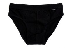 Klasyczne Męskie Slipy, Bawełna z Elastanem, Czarne – Pako Jeans. Czarne slipki męskie Pako Jeans, bez wzorów, z bawełny. Za 33.00 zł.