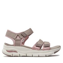 Sandały Skechers. Brązowe sandały damskie Skechers, bez wzorów, bez obcasa, na płaskiej podeszwie. Za 249.99 zł.