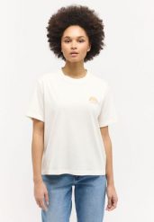 DAMSKA KOSZULKA MUSTANG T-shirty Floris Whisper White 1015169 2013. Białe bluzki damskie Mustang, s, bez wzorów, bez kołnierzyka, bez ramiączek. Za 89.99 zł.