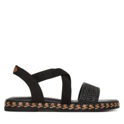 Sandały Tamaris. Czarne sandały damskie Tamaris, bez wzorów, bez obcasa, na płaskiej podeszwie. Za 259.99 zł.