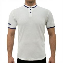 Męska Koszulka Polo Tenisowa Krótki Rękaw Biało-Niebieska. Białe koszulki polo męskie Legea, m, bez wzorów, z bawełny, bez ramiączek. Za 64.00 zł.