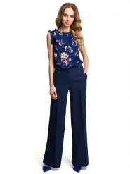 Made of emotion Spodnie w kolorze granatowym rozmiar: XL. Niebieskie spodnie materiałowe damskie Made Of Emotion, bez wzorów, z materiału. Za 169.67 zł.