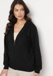 Czarna Bawełniana Bluza Rozpinana z Kapturem i Sznurkiem Teloriela. Czarne bluzy z kapturem damskie Born2be, l, z bawełny. Za 59.99 zł.