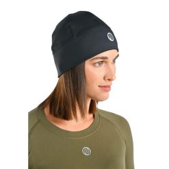 Czapka krótka ocieplana do biegania Unisex Nessi Sportswear. Czarne czapki męskie NESSI SPORTSWEAR, bez wzorów, sportowe. Za 139.00 zł.