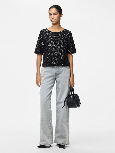 Pieces Top "Kam" w kolorze czarnym rozmiar: XS. Czarne topy damskie Pieces, xs, bez wzorów, bez kołnierzyka. Za 65.69 zł.