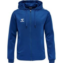 Bluza sportowa męska Hummel Zip. Niebieskie bluzy bez kaptura męskie HUMMEL, bez wzorów, sportowe, bez kołnierzyka, bez ramiączek. Za 208.85 zł.