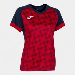 Koszulka do piłki nożnej damska Joma Supernova III. Czerwone bluzki damskie Joma, m, bez wzorów, bez kołnierzyka. Za 138.99 zł.