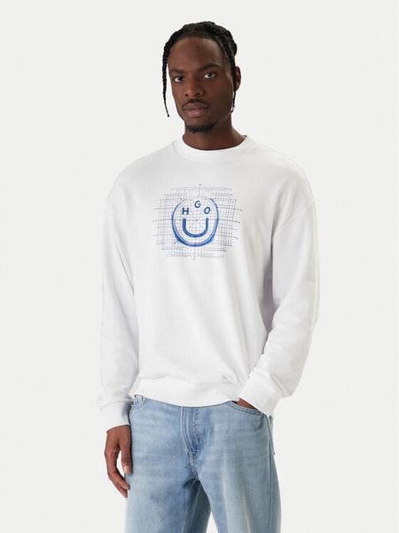 HUGO Bluza Namenex 50554392 Biały Regular Fit. Białe bluzy bez kaptura męskie Hugo, m, z bawełny. Za 309.99 zł.